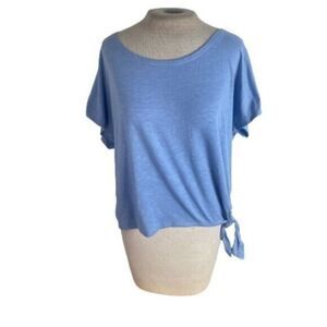 Cremieux Side Tie Knit Top T Tee Shirt Blue XS Loose Fit